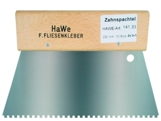 Zahnspachtel m. Holzgriff 4 x 4 mm L200 mm