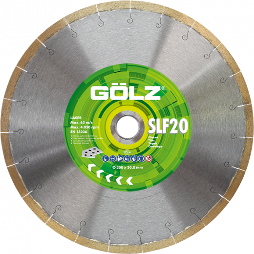 GÖLZ Diamant-Trennscheibe SLF20 Premium Plus Qualität - Gelötet Ø 300 mm / 25,4 mm
