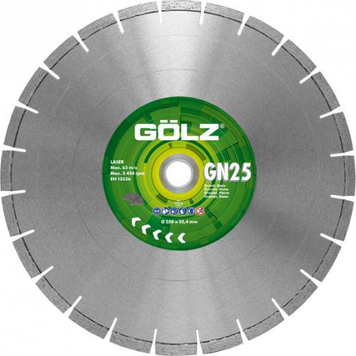 GÖLZ Diamant-Trennscheibe GN25 Granit Standard - Lasergeschweißt Ø 350 mm / 25,4 mm