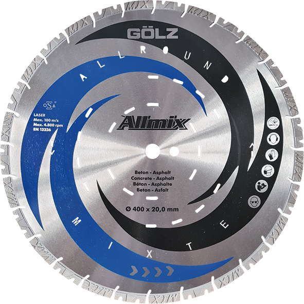 ​​​​​​​GÖLZ Diamant-Trennscheibe Allmix Mix - Lasergeschweißt Ø 400 mm / 25,4 mm