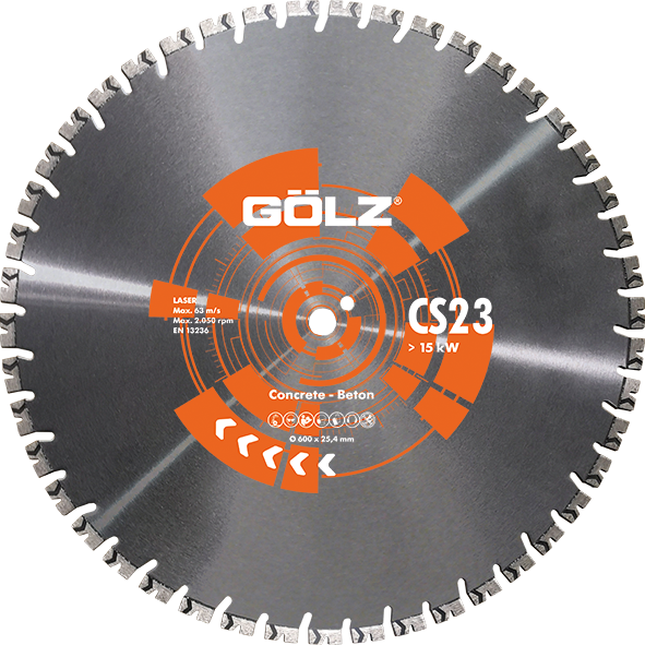 GÖLZ Diamant-Trennscheibe CS23 Beton-Stahlbeton Ø 600 mm / 25,4 mm + NL