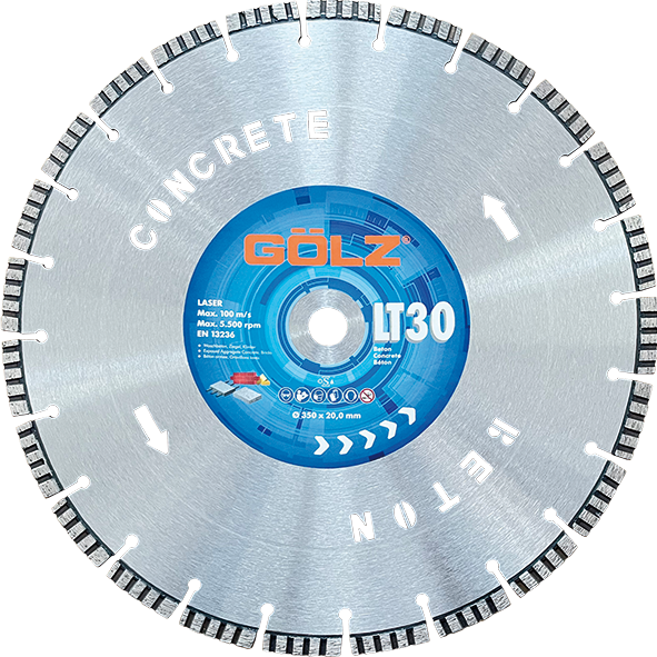 GÖLZ Diamant-Trennscheibe LT30 Beton Lasergeschweißt Ø 300 mm / 25,4 mm